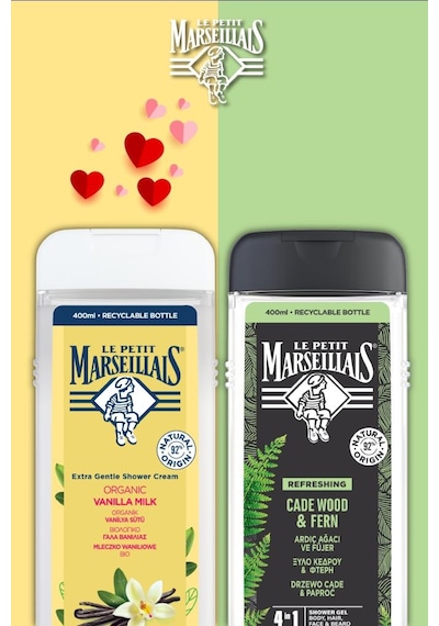 Le Petit Marseillais Men Ardıç Ağacı & Füjer + Vanilya Sütü & Ada Limonu Duş Jeli 2 x 400 ML