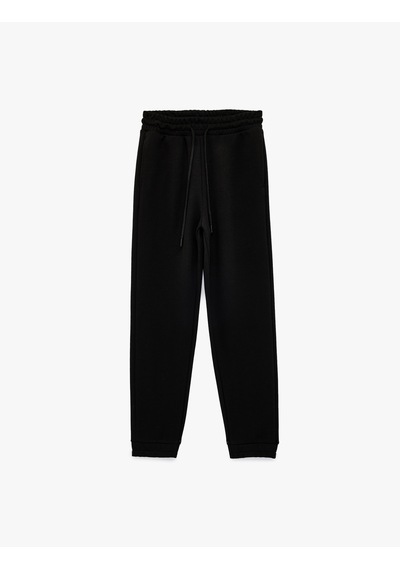 Koton Rahat Kalıp Beli Bağcıklı Cepli Jogger Eşofman Altı Siyah 6sak40277nk