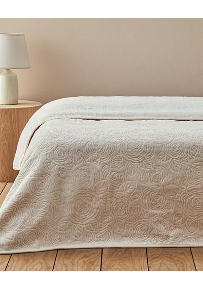 English Home Shabby Rose Emboss Çift Kişilik Battanä Ye 200 X 220 Krem