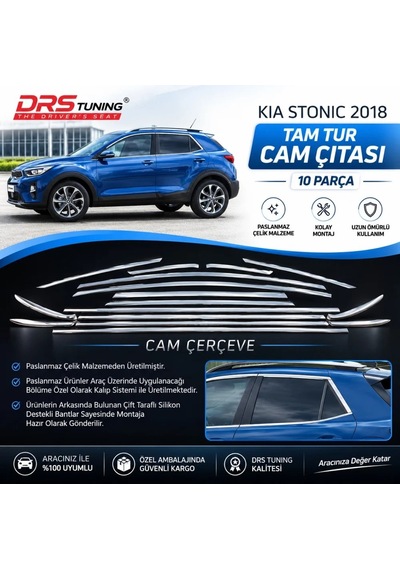 Kia Stonic 2018+ Krom Cam Çerçevesi 10 Parça