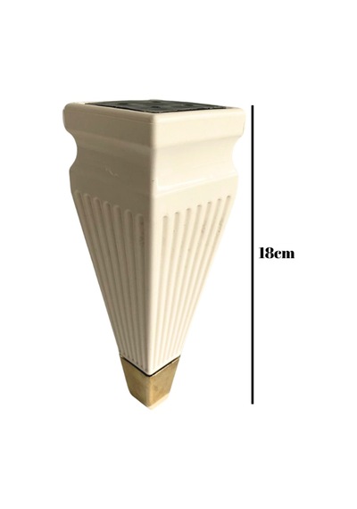 Kule Desenli Krem Plastik Ayak Mobilya Masa Ve Dolap Ayağı 18cm Krem - Altın 4 Adet Krem