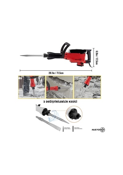 Nuspower 16 Kg Darbeli Kırıcı Delici Hilti 1800w Profesyonel Beton Kırma Makinesi