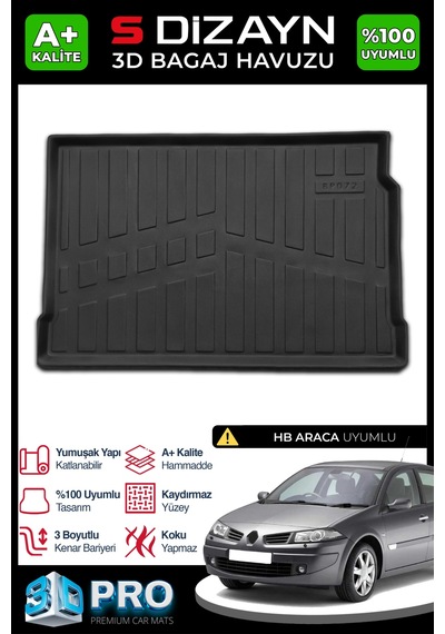 S-dizayn Renault Megane 2 Hb 3d Pro Bagaj Havuzu 2002-2009 A+ Kalite
