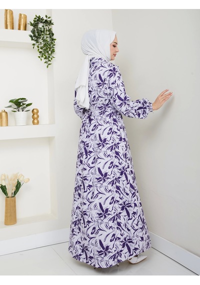 Nevayla Moda Yeni Sezon Mor Elbise / E0132 Mor