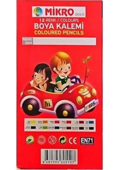 12 Li Kuru Boya Kalemi Mikrogold 12 Renk Kuruboya Tam Boy 1 Adet