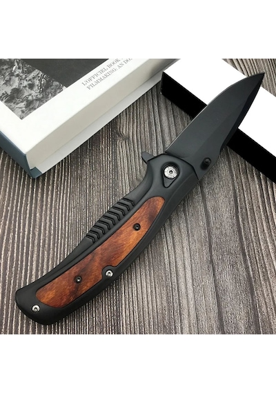 Sog Kişiye Özel Serisi Ahşap Saplı Kamp Outdoor Çakı Bıçak Siyah