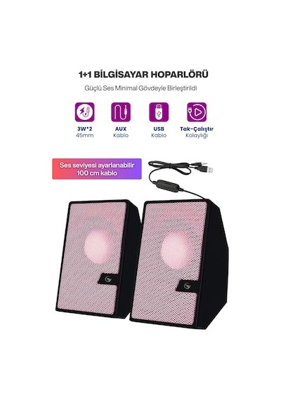 2 Li Tak Çalıştır Usb Bilgisayar Hoparlörü Güçlü Ses, Kompakt Tasarım, Ev-ofis Kullanıma Uygun