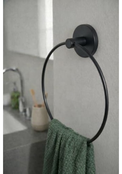 Yuvarlak Halka Banyo Mutfak Havlu Askılığı Siyah-102