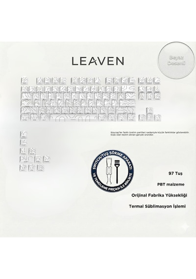 Mekanik Klavye Tuş Takımı-pbt Çift Baskı Keycap Seti- Çizgi Desenli 97 Tuşlu -beyaz Tuş Takımı