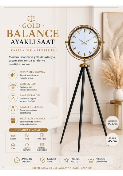 Gold Balance Tripod Ayaklı Saat