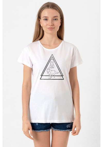 Princess Mononoke Wolves Beyaz Kadın Bisikletyaka Tshirt Beyaz