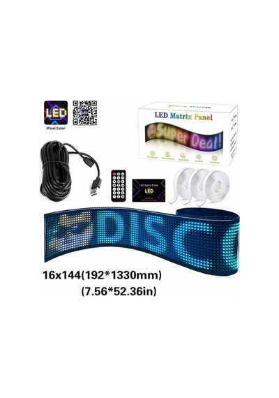 Matrix Led Panel Cama Yapışan App Kontrollü Oto Led Tır Kamyon Led Uzunluk 176cm - Genişlik 19cm