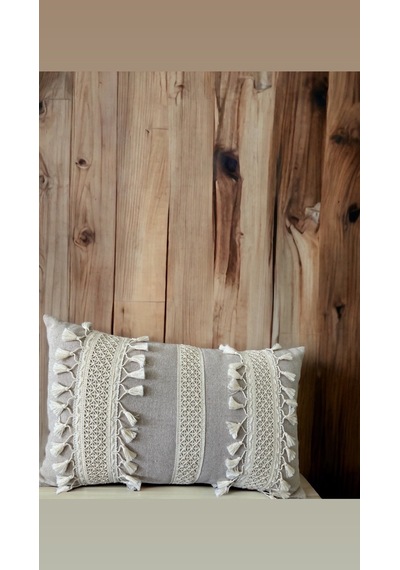 Dnc Home Tekstil Ndchome Özel Tasarım Tekli Bej Kırlent Kılıfı 35x55