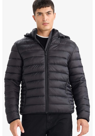 Defacto Su Geçirmez Slim Fit Dar Kesim Kapüşonlu Fermuarlı Şişme Mont N4661az25aubk27 Siyah