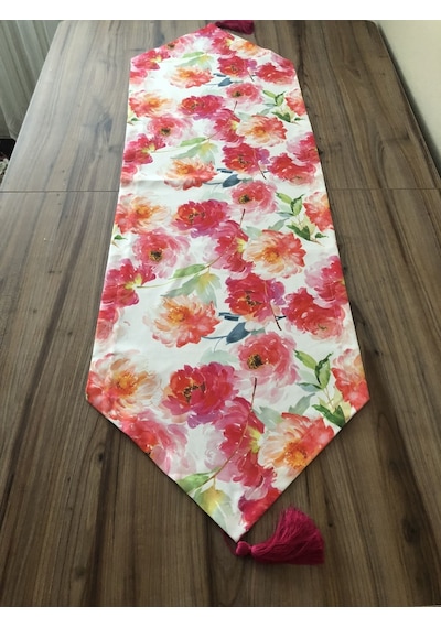 Fuşya Soft Çiçek Desenli Runner