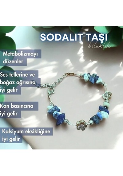 Sodalit Taşı Gerçek Doğal Taş Bileklik Mavi