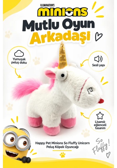 Happy Pet Minions So Fluffy Unicorn Lisanslı Peluş Köpek Oyuncağı