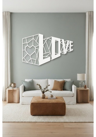 3d Love Metal Duvar Tablosu - Duvar Sanatı - Duvar Dekoru - Beyaz