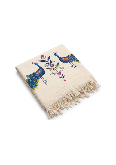 %100 Pamuk 4 Katlı Müslin Kumaş Plaj Havlusu / Peştemal / Banyo / Hamam Havlusu 90 X 190 Cm Ekru - 892987460 Ekru
