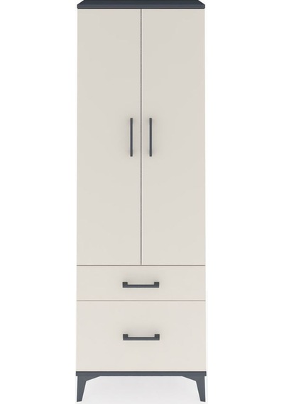 Arges Dolap 4 Raflı 2 Çekmeceli 2 Kapaklı 60x30x182 Antrasit-... Antrasit