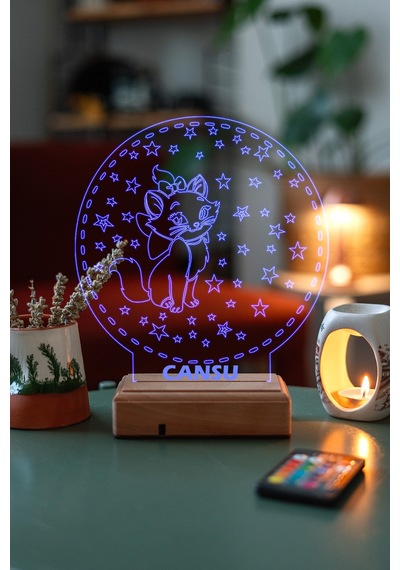 Çocuklara Özel 3D Kedi Ve Yıldızlar Masaüstü (458693959)