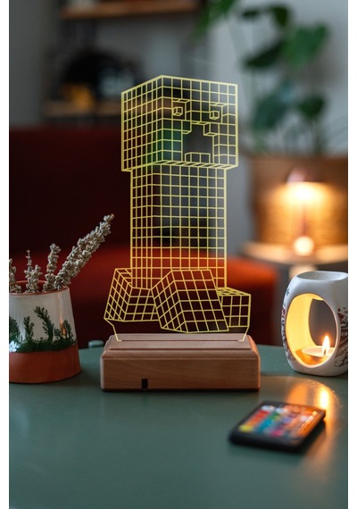 Çocuklara Özel 3D Minecraft Led Masaüstü Ve Gece Lambası