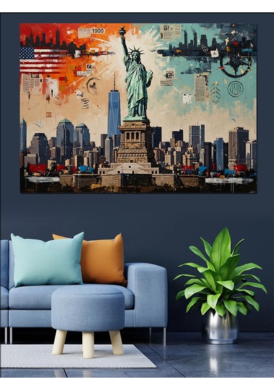 Ahşap Tablo Özgürlük Heykeli Ve New York Çocuk Odası Tabloları