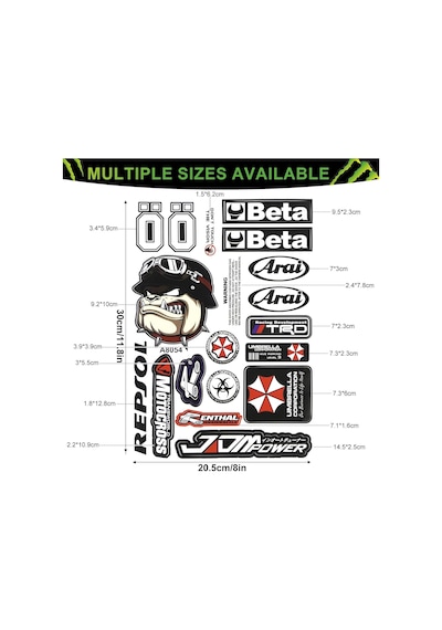 Araba, Motosiklet, Bisiklet, Kask Sponsor Sticker Seti, Çıkartma Etiketi A8054 Model Siyah