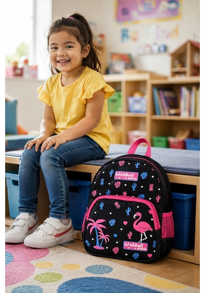 Flamingo Anaokulu Sırt Çantası 30x25x12 Cm Çocuklar İçin Okul Öncesi Kreş Ve Günlük Çanta Modeli Çok Renkli