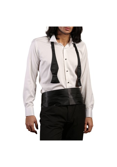 Dicotto Krem Siyah Taş Düğmeli Damatlık Ata Yaka Kol Düğmeli Slim Fit Smokin Gömlek - 007 001