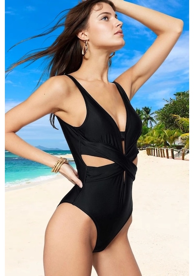 Ersefa Yüzme Kıyafeti Tasarım Mayo Swimsuit Su Sporları İçin Yaz Koleksi Siyah
