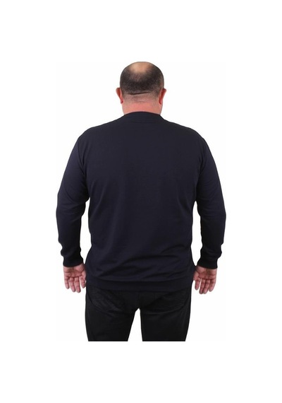 Starbattal Büyük Beden Sıfır Yaka Classic Sweat 23216 Lacıvert-Lacıvert Lacivert