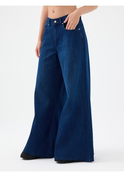 Super Palazzo Regular Fit Kadın Pantolon Denim