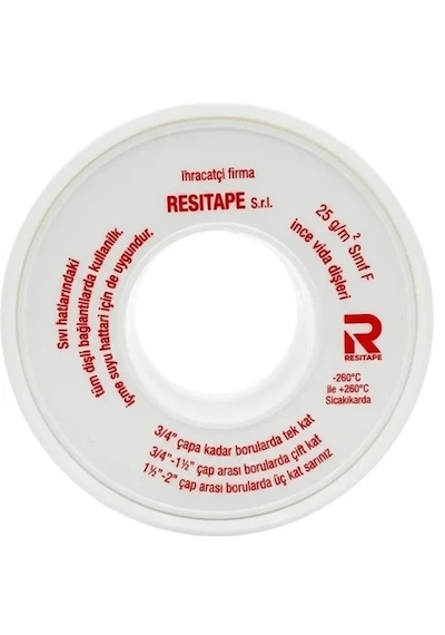 Resiflon Resitape Teflon Bant 250 Adet - 12 Mm X 0.076 Mm X 12 Metre
