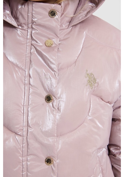 U.S. Polo Assn. Kız Çocuk Manolya Kapüşonlu Fermuarlı Parlak Kumaş Mont 50328208-vr211