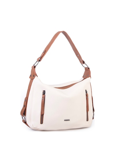 Nas Bag Çok Gözlü Kadın Omuz Ve Çapraz Çanta 33x25 Cm Krem Taba Victoria