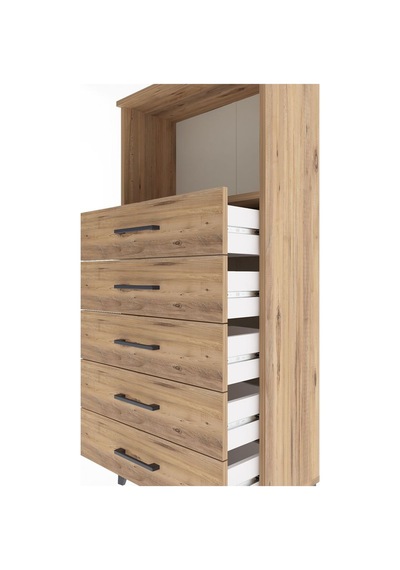 Arges Dolap Tek Raflı 5 Çekmeceli 60x30x134 Çam-çam Atlas Çam