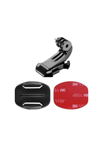 Gplus Bs03yj 3 Parça Flat Zemin Düz Yüzey J-hook Aksiyon Kamera 3m Yapışkanlı Motor Kask Bağlantı Seti Siyah