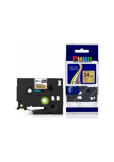 Puun Brother P-Touch TZE-851 24MM x 8m Altın Gold Üzerine Siyah M