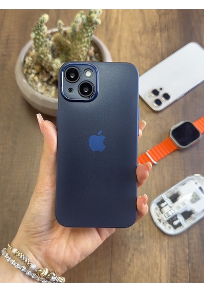 Apple iPhone 13 Uyumlu Süper İnce Mat Ultra Thin Silikon Kılıf Lacivert