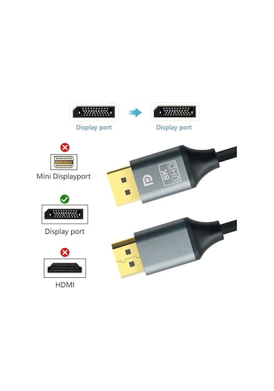 Wozlo 8k Displayport 1.4 Kablo 32,4gbps, 8k 30hz, 5k 60hz, 4k 120hz 2160p Hdr Freesync Ve G-sync - 1.8 M