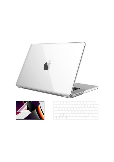 NovStrap Apple Uyumlu MacBook Pro 2021 M1 14.2 inc A2442 Parlak Alt Üst Kılıf + Klavye Kılıfı + Film