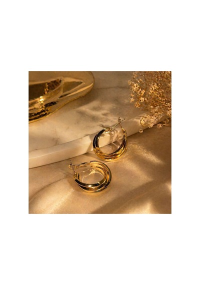 Gold Geçmeli Model Halka Küpe Sarı Sarı