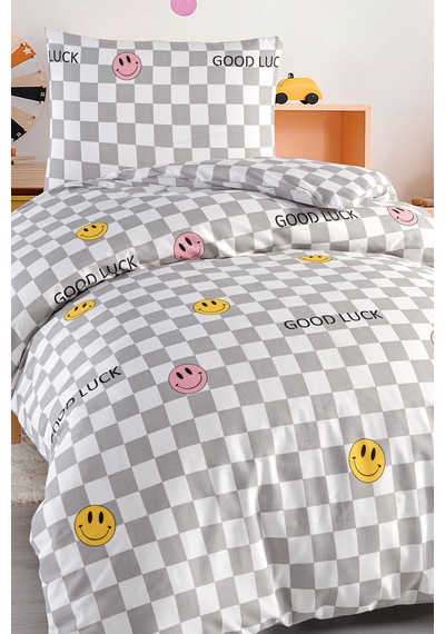 Eponj Home Junior Nevresim Seti Tek Kişilik Good Luck Gri Gri
