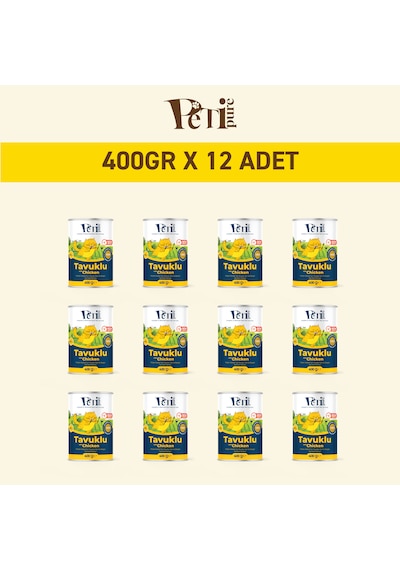 Tavuklu Yaş Konserve Yetişkin Kedi Maması, Jöle İçinde Parça Etli, 400 Gr X 12 Adet