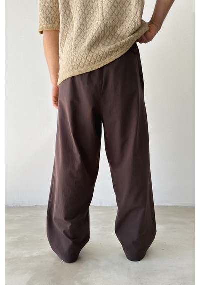 Flaw Basic Baggy Pantolon-29306 Kahverengi