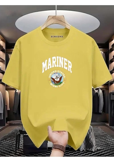 Marıner Unıted States Mıamı Cıty Baskılı Oversize Tişört Sari