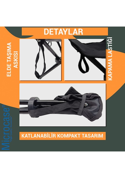 Çok Amaçlı Katlanabilir Seyahat Kamp Balıkçı Metro Metrobüs Tramvay İçin Tabure 30 Cm 2 Adet Al5336 Siyah