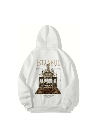 Brz Collection Unisex Oversize Heritage Is Timeless Istanbul Hoodie Beyaz