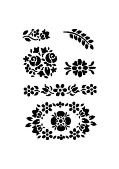 Çiçek Stencil Şablon A4